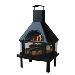Juego <span class=keywords><strong>de</strong></span> Muebles <span class=keywords><strong>de</strong></span> Patio <span class=keywords><strong>de</strong></span> Carbón Vegetal con Chimenea, Brasero, Fogata, Chimenea Exterior con Chimenea para Patio, Jardín, Patio Trasero, Metal Negro - Product Image 1
