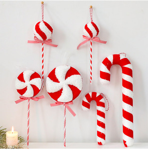 LINGKAI Red White Striped Foam <b>Candy</b> <b>Cane</b> <b>Christmas</b> Ornaments Lollipop Hanging Pendants for Xmas Tree Decor - Product Image 5