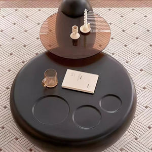 Zayshine nordique moderne verre crémeux FRP Base cadre verre comptoir <span class=keywords><strong>Table</strong></span> basse cercle blanc salon meubles ensemble théière - Product Image 5