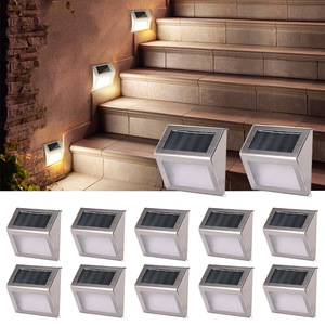 Solar Stainless Steel 3 <b>LED</b> Step <b>Light</b> Wall Mount Outdoor Water Resistant Garden Pathway Lighting - Product Image 1