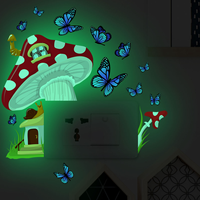 Vente chaude bricolage lumière bleue lumineuse amovible dessin animé interrupteur mural autocollants pour chambre enfants chambre décalcomanie