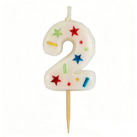 Bougie Chiffre Confettis Étoiles Colorées 0-9 pour Anniversaire Enfant, Baby Shower, Décoration de Gâteau