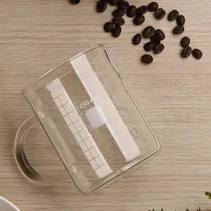 고온 측정 컵 450ml 눈금 유리 가정용 투명 아침 식사 우유 컵 손잡이