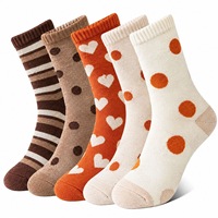 Chaussettes mi-mollet en laine thermique épaisse pour femme Whale, à pois, cœurs et rayures, tricotées, douces et chaudes, pour l'hiver et le quotidien
