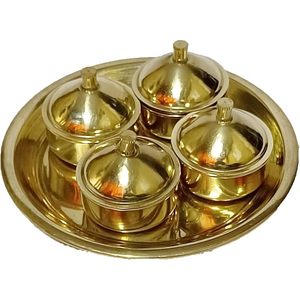 PARIJAT Handicraft Brass Kumkum Chandan Chawal Holder Royal Kumkum Box for <b>Home</b> <b>Temple</b> Gifting Pooja Thali Mandir for Parties - Product Image 4