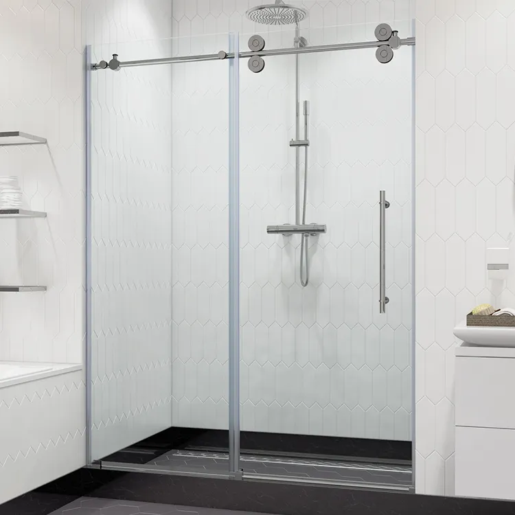 Life time warranty on all hardware bathroom Fully Frameless Glass Design pulleys sliding shower doors