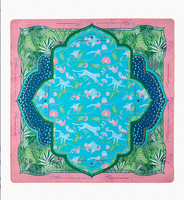 Tapis de Mahjong Américain de Luxe Moderne Carré Rose Cheval de l'Année, Taille Standard, Surface Silencieuse, Caoutchouc Bleu, Design Poker, 4 Joueurs