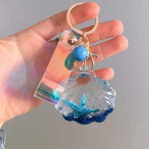 Porte-clés en acrylique scintillant avec étoile de mer et coquillage, en cuir, laser magique, pendentif porte-clés - Product Image 3