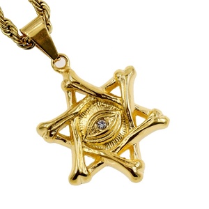 Collier en acier inoxydable plaqué or, cristal, strass, oeil <span class=keywords><strong>de</strong></span> <span class=keywords><strong>sagesse</strong></span>, squelette, étoile <span class=keywords><strong>de</strong></span> David, pendentif, bijoux turcs - Product Image 1