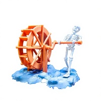 Best-seller transfrontalier : Décoration de crâne imprimée en 3D PLA pour aquarium, squelette dansant à bulles, style moderne et épuré