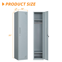 Armoire de rangement moderne en acier à 1 porte verrouillable en métal pour la maison, le dressing et la salle de sport 71 _ Employés Couleur grise