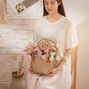 คาลลาฟลอรัลช่อดอกไม้ประดิษฐ์ 5 หัว กลีบดอกโพลีเอสเตอร์ สีขาว สีชมพู สีเหลือง สีฟ้า ตกแต่งงานแต่งงาน สไตล์ INS งานฝีมือ - Product Image 2