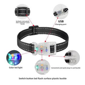 モダンなLED発光犬の首輪充電式リーシュソリッドプリントスナップオンUSB充電ポリエステルリボン装飾 - Product Image 2