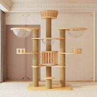 Arbre à chat moderne en bois massif et sisal, grand, luxueux et écologique, avec structure d'escalade pour usage domestique, design multi-chats, en carton