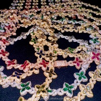 Gelang Cuban Clover Perak Sterling 925 15MM Laris Manis, Gelang Cuban Moissanite Warna-warni Infinity Gaya Hip Hop