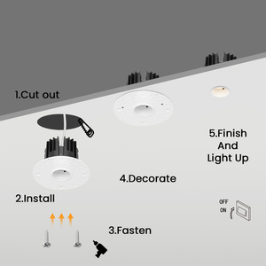 Faretto LED da Incasso Senza Cornice 9W COB Antiabbagliamento con Micro Foro da 1 Pollice per Hotel <span class=keywords><strong>di</strong></span> Lusso - Product Image 5