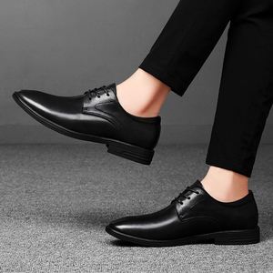 Chaussures habillées formelles pour hommes à bout carré, en cuir, à lacets, pour mariage et bureau, saison printemps, antidérapantes et respirantes - Product Image 5