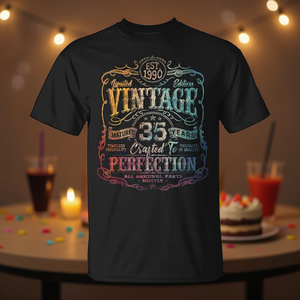 T-shirt promotionnel vintage édition limitée 1990 pour 35e anniversaire, T-shirt personnalisable pour 35 ans - Product Image 3