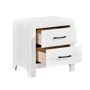 Modern White Finish 1pc Nightstand 2 <b>Drawers</b> Black Hardware Wooden Bedroom Furniture - Product Image 4