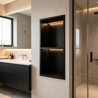Vente en gros d'usine : Niche de douche d'angle encastrée murale moderne en acier inoxydable avec étagères de salle de bain à double niveau