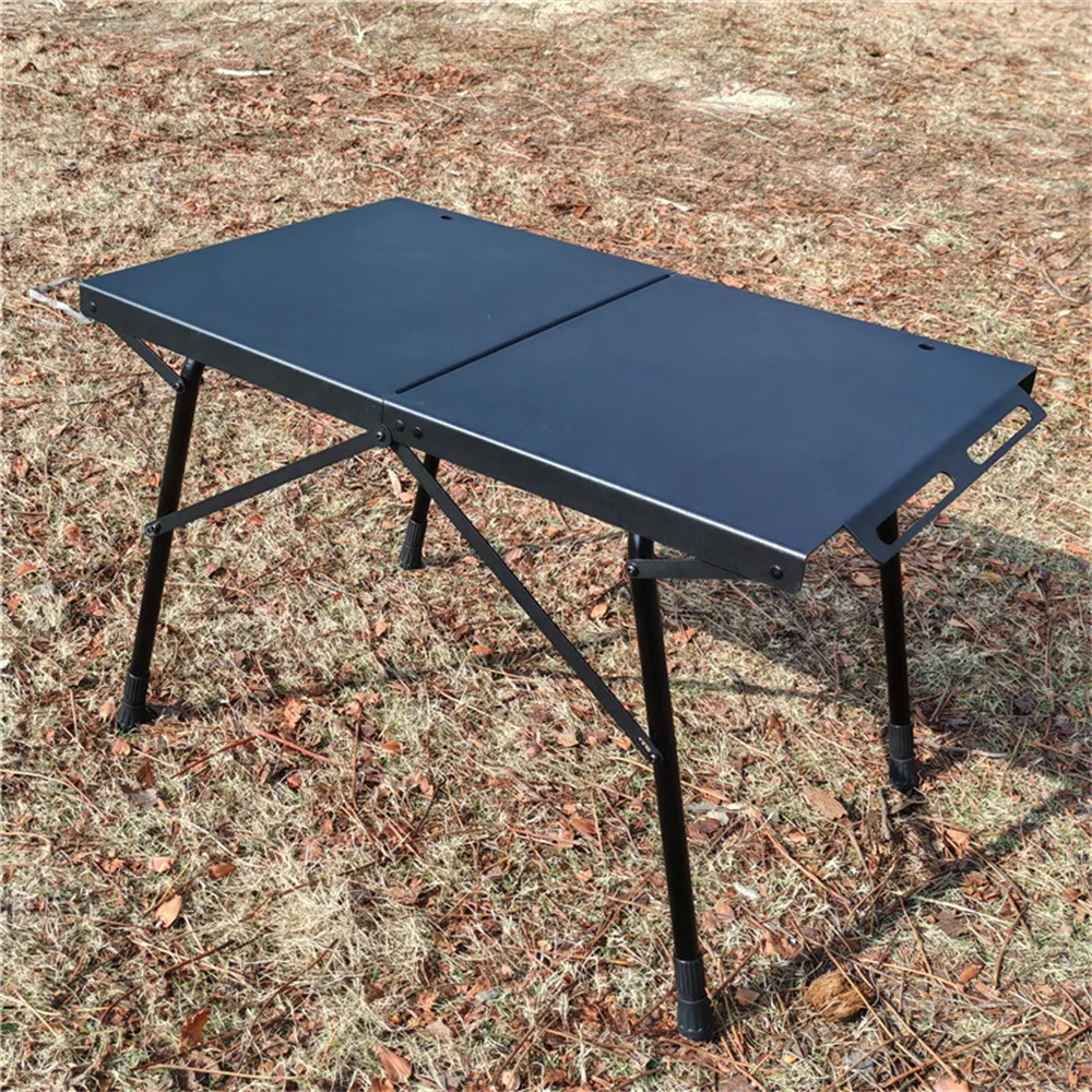 Meja piknik IGT portabel Mini kecil aluminium lipat tinggi dapat disesuaikan pariwisata luar ruangan logam kustom