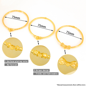 Pulsera de Moda Dubái, Bañada en Oro de 21k, Diseño de Lazo, Tobillera Retro para Novia, Brazaletes para Mujer, Fiesta de Bodas - Product Image 2