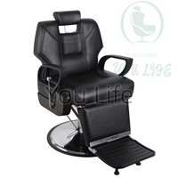Fauteuil de Barbier Noir Haute Qualité à Prix Abordable, Mobilier de Salon de Coiffure, Chaise de Coiffage Hydraulique avec Pompe Robuste et Puissante