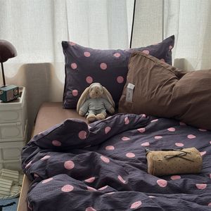 Parure de lit douce et confortable en coton à pois, style INS américain, série Sweet Bed, style Maillard, linge de maison 3/4 pièces, housse de <span class=keywords><strong>couette</strong></span> 200TC - Product Image 2