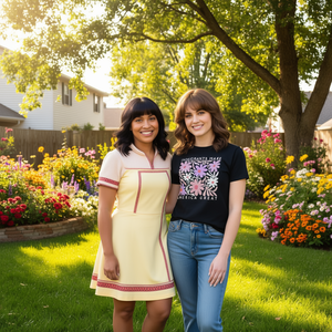 Camiseta retro con estampado de flores para mujer, con la frase «Los inmigrantes hacen que Estados Unidos sea grande» - Product Image 3