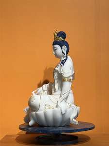 Jade blanc sculpté à la main de haute qualité, belle Statue de <span class=keywords><strong>bouddha</strong></span> <span class=keywords><strong>assis</strong></span> Kwan Yin Guanyin Bodhisattva - Product Image 4