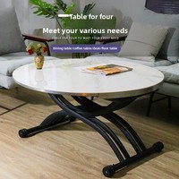 Table basse et table à manger 2-en-1 multifonctionnelle en métal, design rond moderne, pour petit appartement, salon