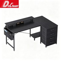 Escritorio para Juegos en Forma de L con Cajones, Bolsillos de Tela y Soporte para Monitor para Oficina en Casa, Venta al Por Mayor