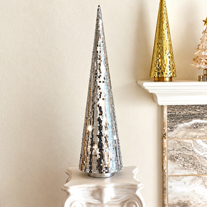 Handmade Mirror Tile <b>Disco</b> <b>Ball</b> Christmas Tree Reflective Mosaic Holiday Decor Modern Glam Tabletop Christmas Ornament Festive - Product Image 1