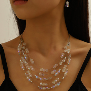 2024 joyería de moda amor coreano Rosa gargantilla con cuentas collares elegante <span class=keywords><strong>minimalista</strong></span> conjunto de joyería de mujer collares de joyería de moda - Product Image 2