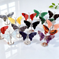 Ornement Papillon en Cristal Guérisseur, Matériaux Mixtes, Sculpture Artisanale en Pierre Naturelle pour Décoration Cadeau