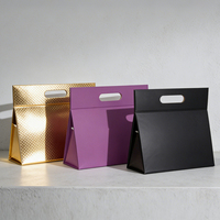 Boîte en papier pliable de luxe personnalisable avec logo, poignée intégrée, pour cadeaux, en vrac, colorée, portable