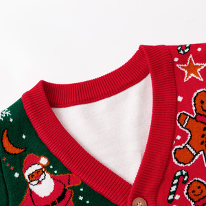 <span class=keywords><strong>Pull</strong></span> cardigan pour enfants, automne-hiver 2025, nouveau modèle transfrontalier, <span class=keywords><strong>Noël</strong></span>, col en V, garçons et filles, contraste de couleurs, jacquard de dessin animé - Product Image 2