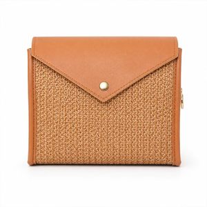 Low MOQ PU <b>Leather</b> Jute Cosmetic Pouch Natural <b>Woven</b> Makeup <b>Bag</b> Custom Logo OEM ODM Factory Wholesale Supplier Direct - Product Image 3