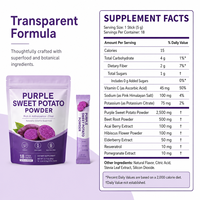Poudre de superaliment végétal de patate douce violette en sachets individuels avec Resvératrol et extrait de grenade pour smoothies et pâtisseries OEM