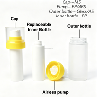 CMC - Flacon en verre sans air pour cosmétiques, rechargeable, OEM, transparent givré, à double paroi, vide, avec flacon intérieur en PP