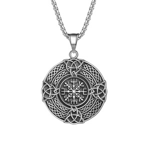 yunnique Viking Celtic Knot Stainless Steel Pendant Necklace For Men Retro Fashion Jewelry <b>Cross</b> Design Gift - Product Image 5