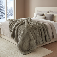 Plaid en fausse fourrure de vison Zhengtai 1000 GSM, doux, moelleux, élégant, réversible, super épais, chaud, confortable et luxueux