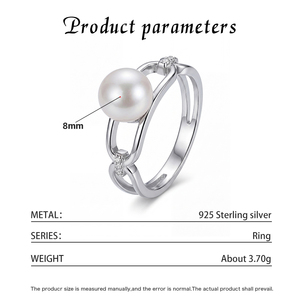Bague en argent S925 avec perle d'eau douce creuse et zircone cubique, design original – Bijoux pour femmes élégants et minimalistes - Product Image 6