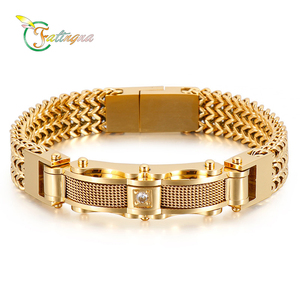 Bracelets vintage <span class=keywords><strong>en</strong></span> acier inoxydable pour hommes Fatingna, plaqués <span class=keywords><strong>or</strong></span> et argent, géométriques, avec zircon, pour cadeau - Product Image 1