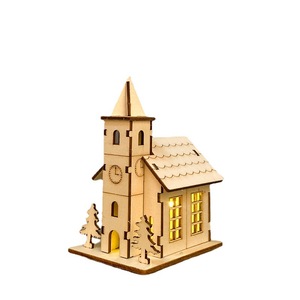 Nuova Casetta in Legno Illuminata Fatta a Mano 2026, Mini Albero di Natale da Tavolo, Regalo Festivo, Decorazione Natalizia - Product Image 1