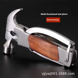 Couteau de poche multifonction en acier inoxydable avec manche en bois, vente en gros d'usine, personnalisation OEM, lame de scie, clé à molette, qualité DIY - Product Image 6