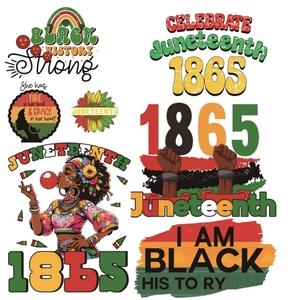 Đen Lịch Sử Tháng junteenth Sắt Chuyển Tùy Chỉnh Kích Thước Có Thể Giặt Cho Dtf In Truyền Nhiệt Dán Cho Hàng May Mặc Sẵn Sàng Báo Chí - Product Image 2