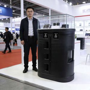 Porte-charge pliable avec roulettes, s'ouvrant pour révéler une surface lisse et plane pour l'affichage de produits ou la numérisation - Product Image 3