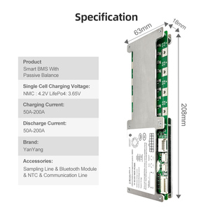 แผงวงจร BMS อัจฉริยะ Yanyang รุ่น RS485/CAN/UART/BT 200A 24V 8S สำหรับแบตเตอรี่ LiFePO4 <span class=keywords><strong>6S</strong></span> 7S 8S ของ E-MOPED พร้อมระบบป้องกันวงจร - Product Image 2