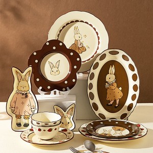 Bol en céramique rétro original Hera Rabbit pour femme au foyer moderne, <span class=keywords><strong>vaisselle</strong></span> tendance, nouveau bol à riz mignon, assiette compatible micro-ondes - Product Image 1